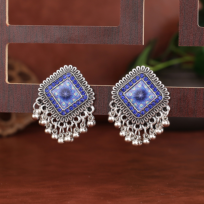 Ethnic Indian Fashion - Vintage Ethnic Silver Color Square Alloy