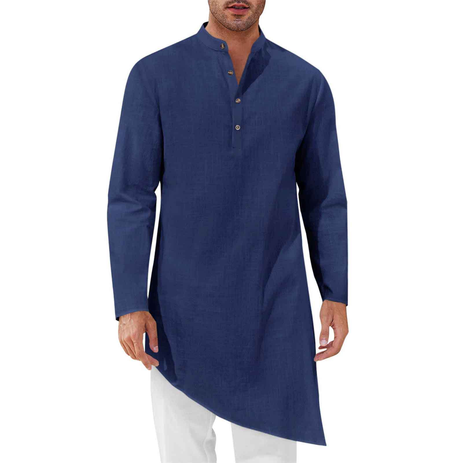 Kurta Men Cotton - Minimalist Long Shirts Men's Shirt Robe