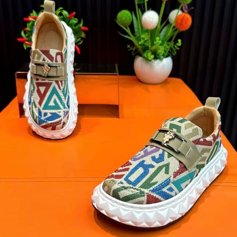 Ethnic Fashion Walk - Men's Ethnic Printed Shoes, Thick-soled Casual
