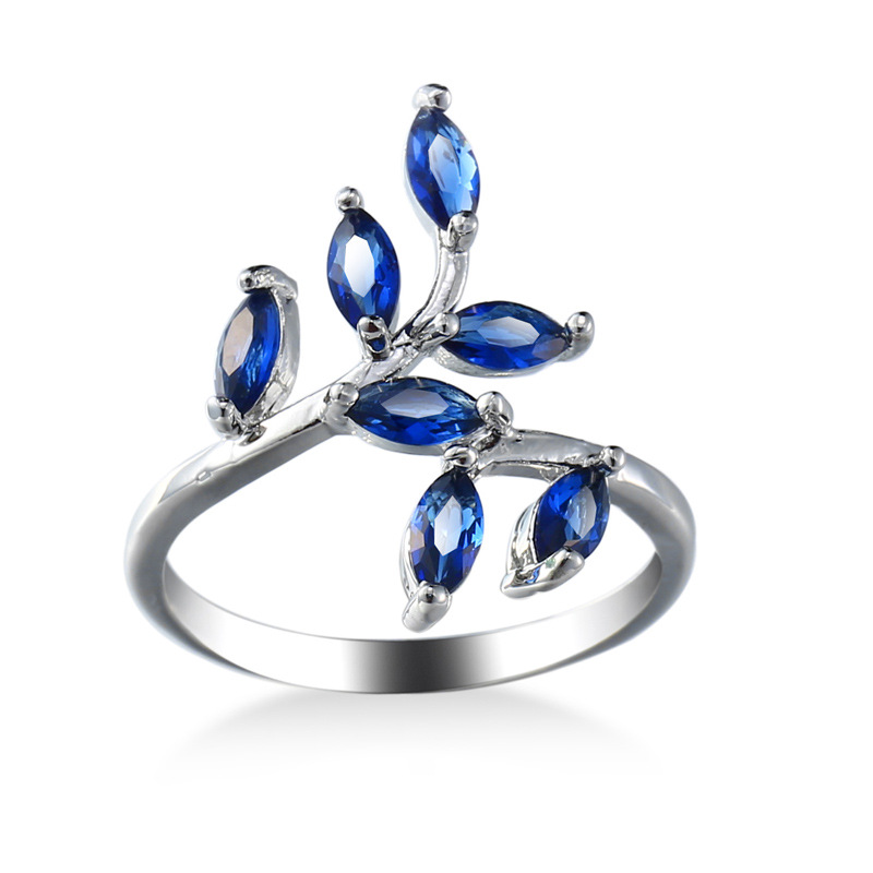 Ethnic Fashion Designer - Pretty Blue Leaves Design Rings With