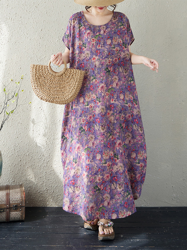 Ethnic Fashion Walk - Loose Fit round Neck Cotton Linen