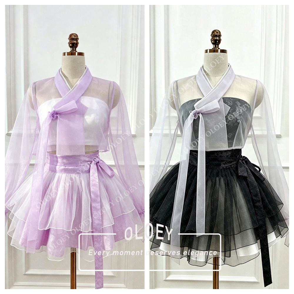 Hanbok Modern Set - OLOEY Modern Black Red Short Concert