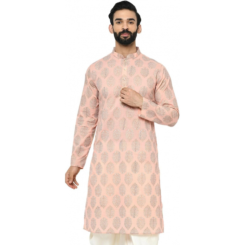 Kurta Men Cotton - Mens Kurta - Printed Cotton Blend