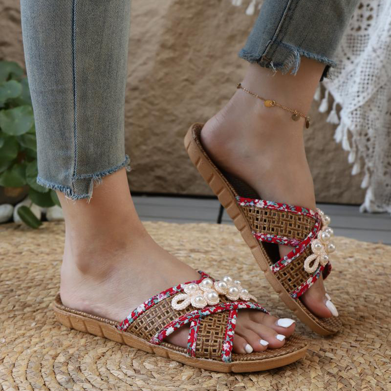 Bohemian Ethnic Woven Straw Fl - Ethnic Fashion Walk 评论和价格