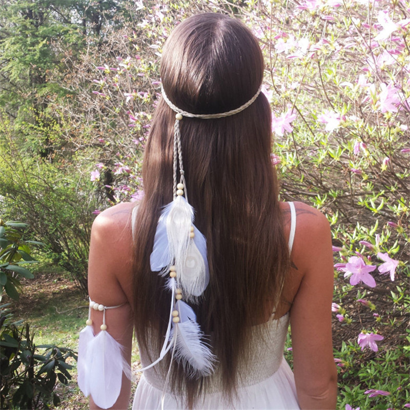 The Indian White Feather Headb - Ethnic Fashion India 评论和价格
