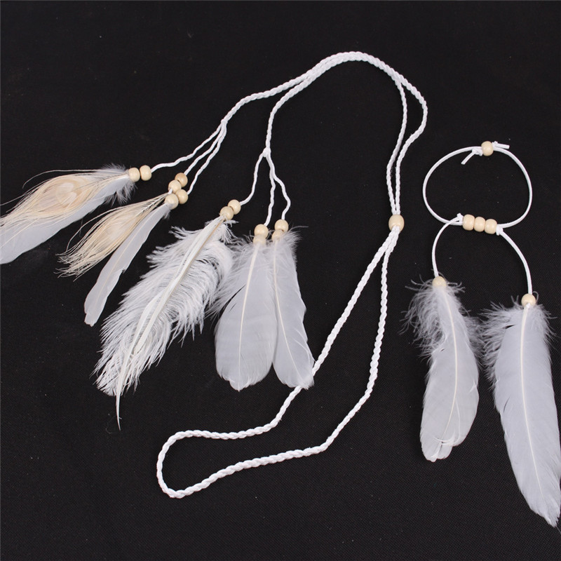 The Indian White Feather Headb - Ethnic Fashion India 评论和价格