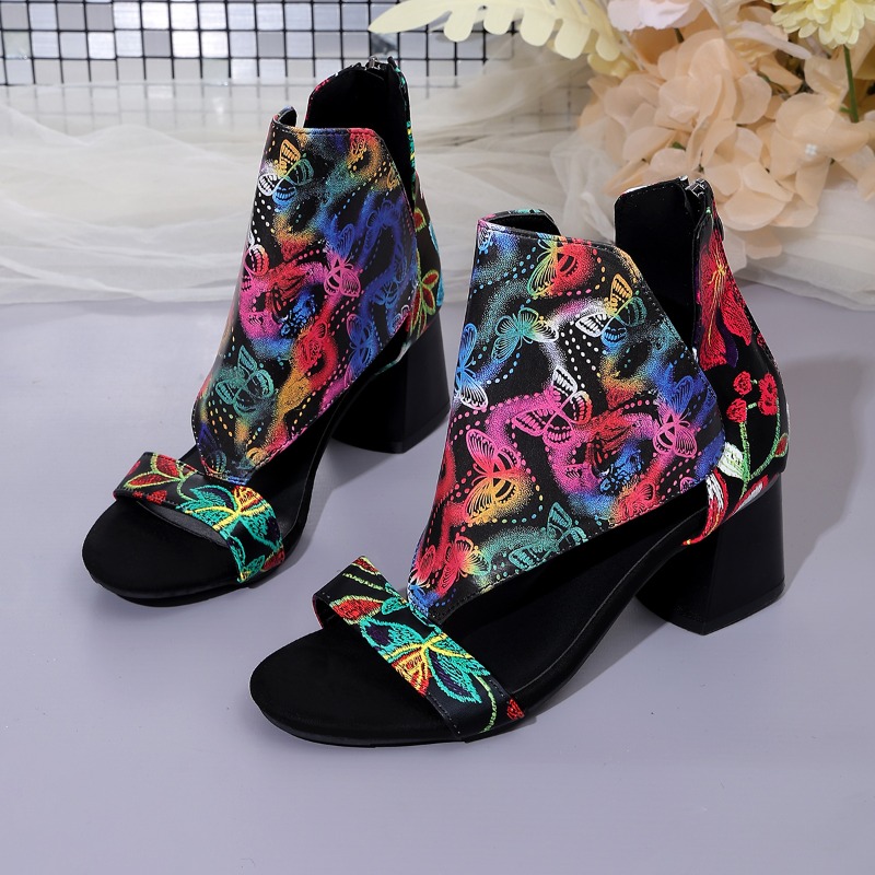Ethnic Printed High-heeled San - Ethnic Modern Fashion 评论和价格