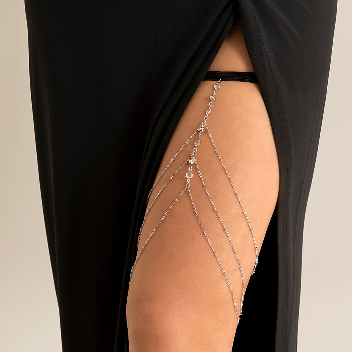 Boho Elastic Band Crystal Leg  - Ethnic Fashion Dress 评论和价格