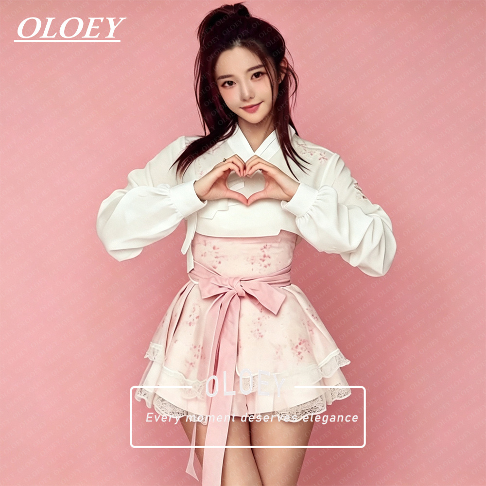 OLOEY Modern Pink Floral Print - Hanbok Modern Set 评论和价格