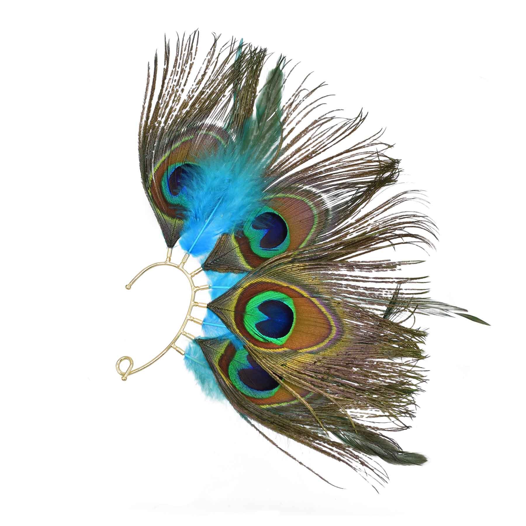Peacock Feathers Women Ear Cuf - Ethnic Indian Fashion 评论和价格