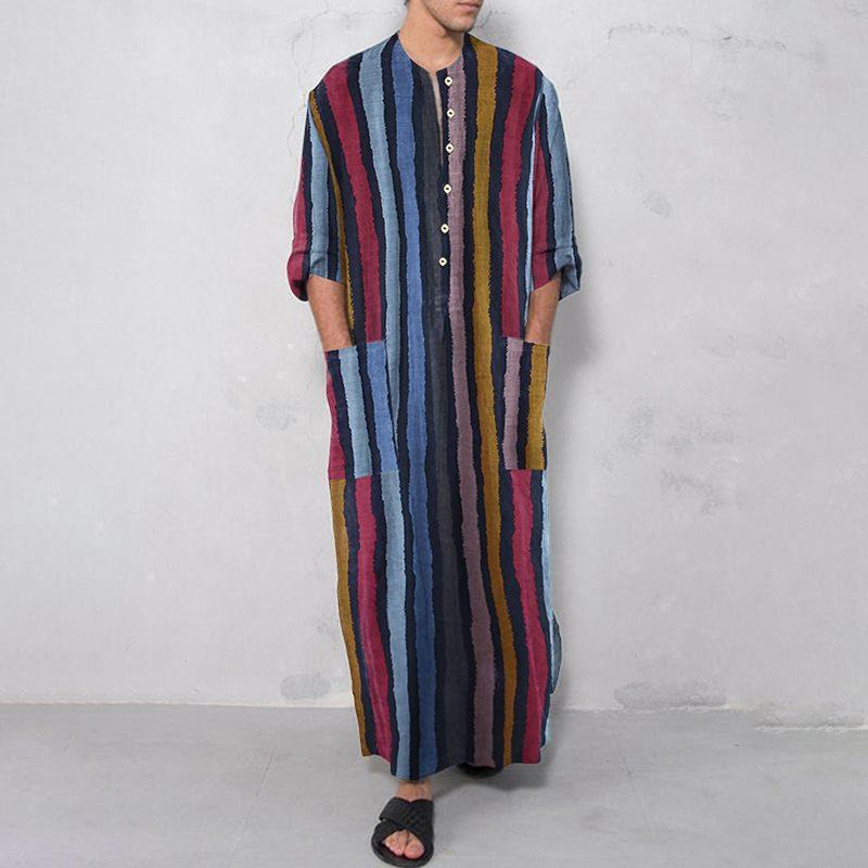 Men's Long Striped Printed Shi - Ethnic Wear Fashion Designer 评论和价格