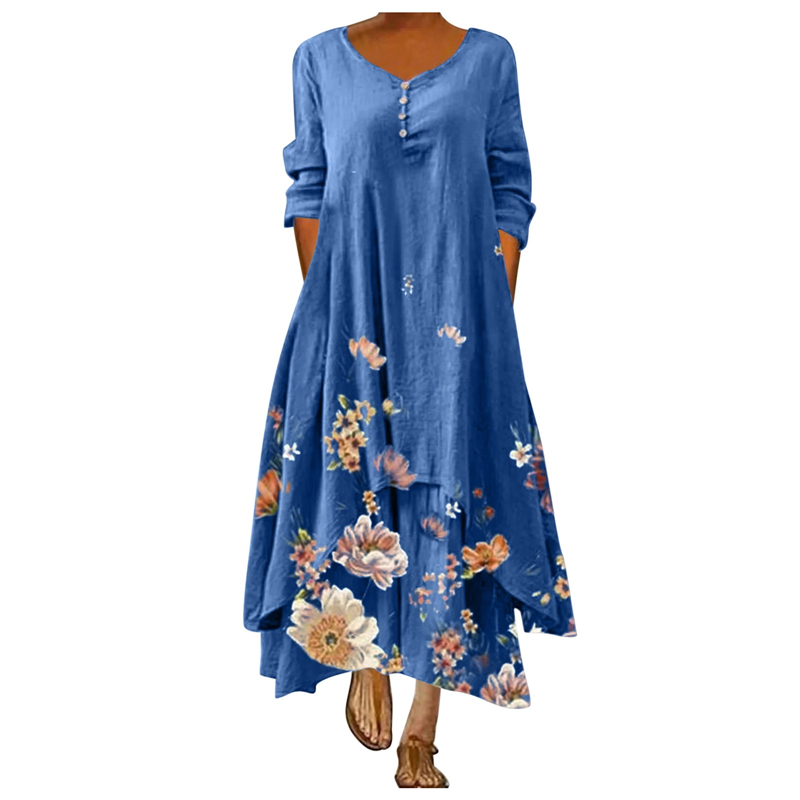 Summer Floral Print Long Sleev - Ethnic Modern Fashion 评论和价格