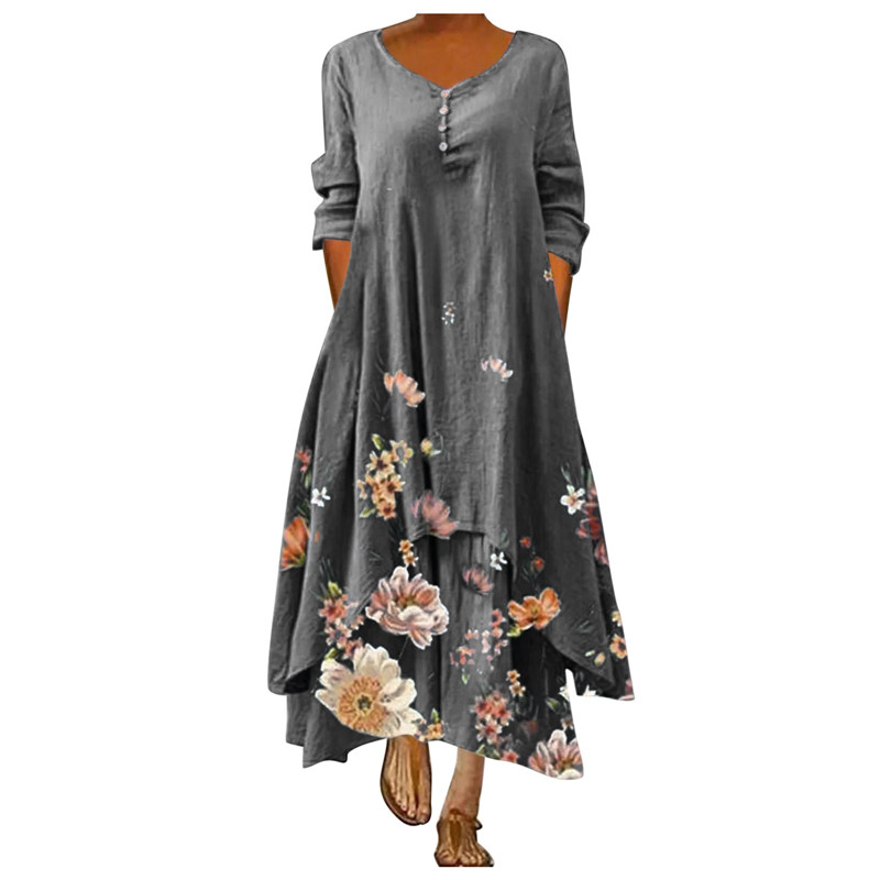 Summer Floral Print Long Sleev - Ethnic Modern Fashion 评论和价格