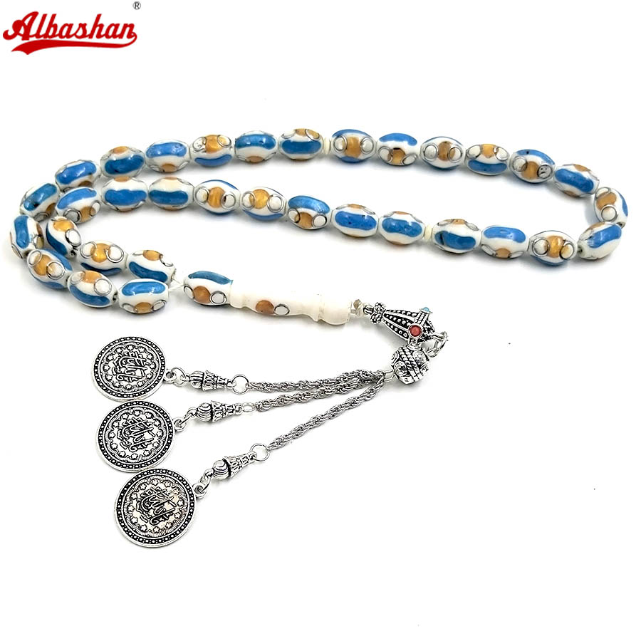 Camel bone Tasbih with Blue li - Ethnic Fashion Online 评论和价格