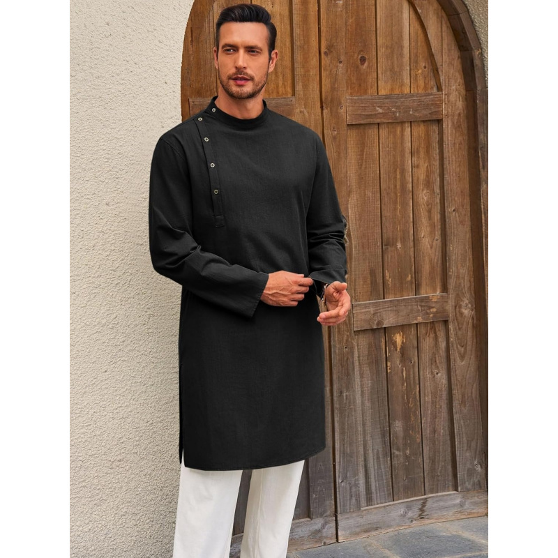 Mens Kaftan Thobe Robe Long Sl - Kurta Men Cotton 评论和价格