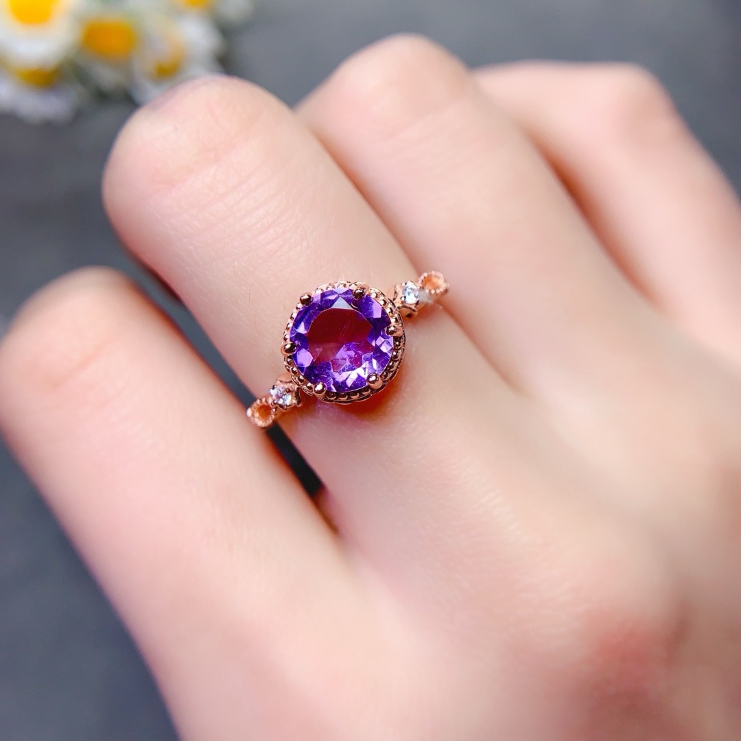 Dazzling Natural Amethyst Ring - Ethnic Wear Fashion Designer 评论和价格