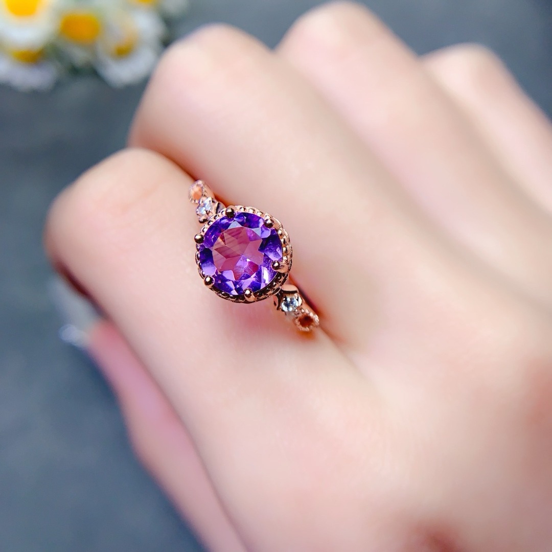 Dazzling Natural Amethyst Ring - Ethnic Wear Fashion Designer 评论和价格
