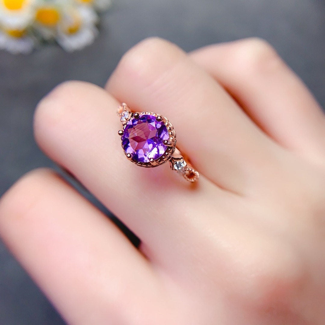 Dazzling Natural Amethyst Ring - Ethnic Wear Fashion Designer 评论和价格