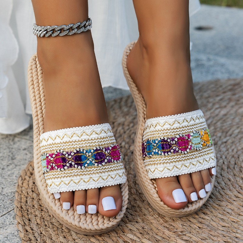 Women Slippers Outdoor Flat De - Ethnic Fashion Designer 评论和价格