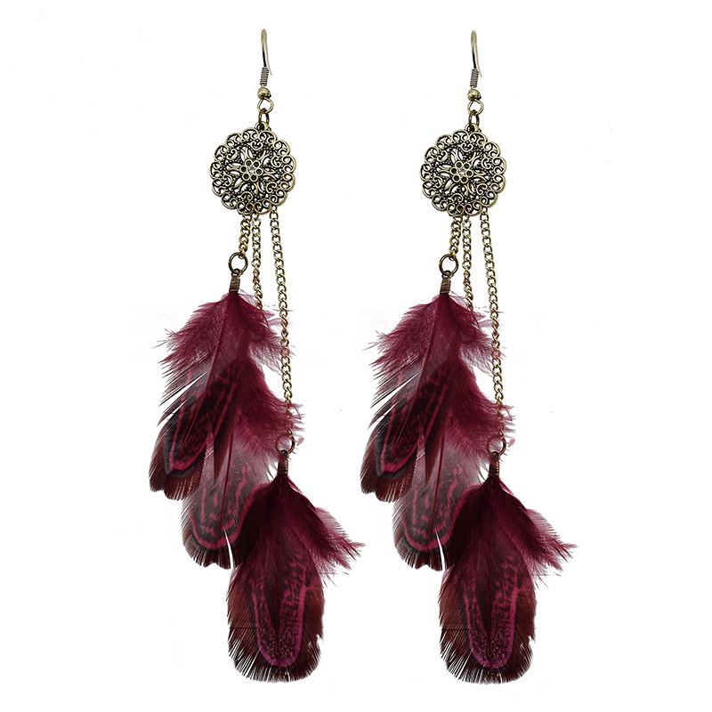 Bohemian Feather Earrings For  - Ethnic Indian Fashion 评论和价格