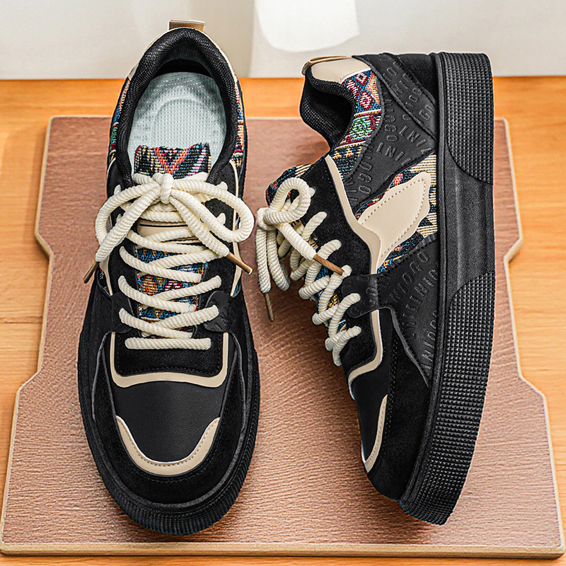 Men's Vintage Patchwork Platfo - Ethnic Fashion Walk 评论和价格
