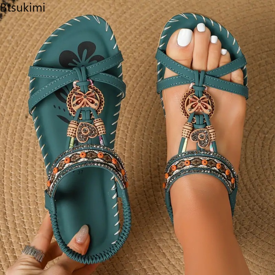 Women Bohemian Sandals Outdoor - Ethnic Fashion Dress 评论和价格