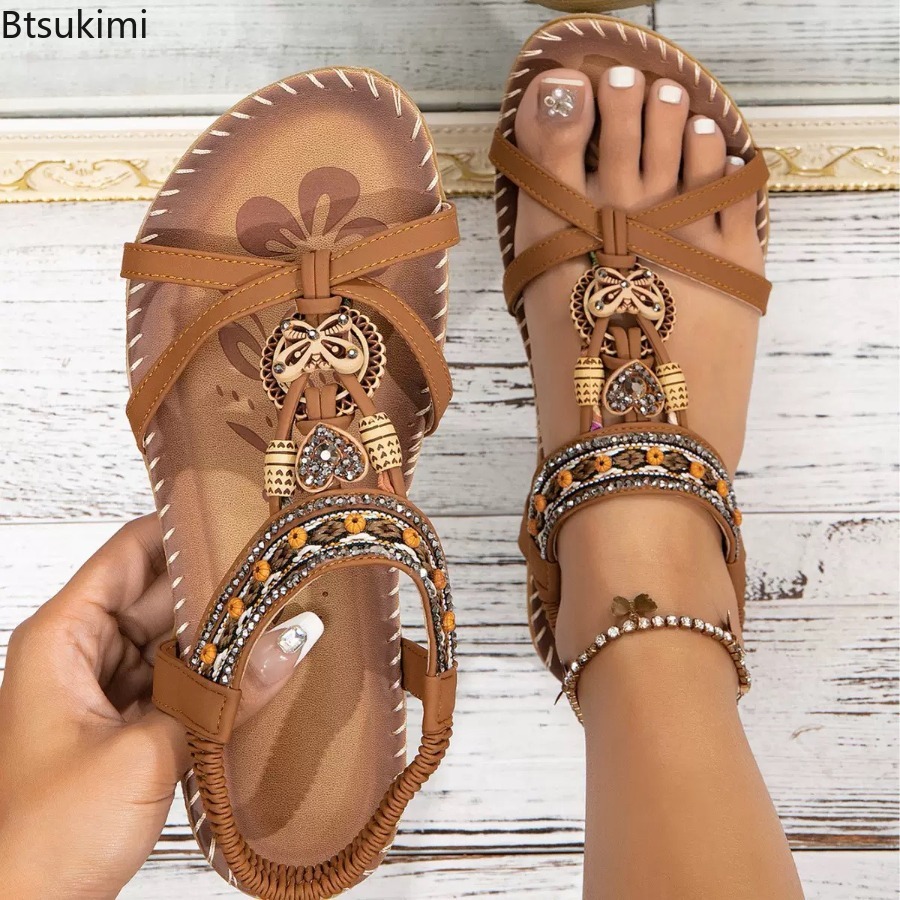 Women Bohemian Sandals Outdoor - Ethnic Fashion Dress 评论和价格