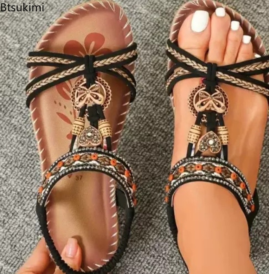 Women Bohemian Sandals Outdoor - Ethnic Fashion Dress 评论和价格
