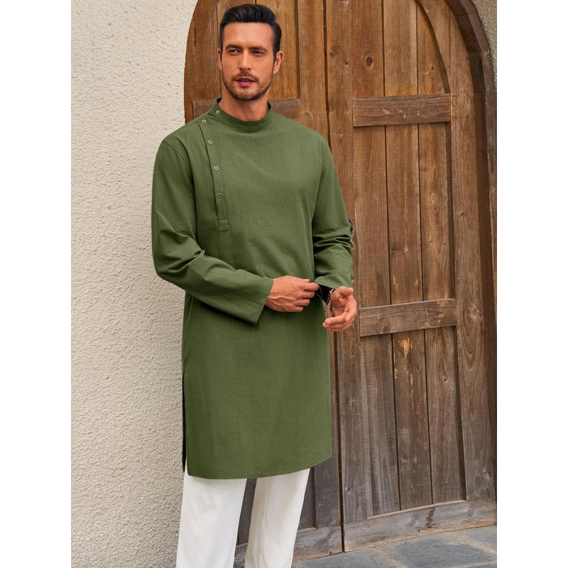 Mens Kaftan Thobe Robe Long Sl - Kurta Men Cotton 评论和价格