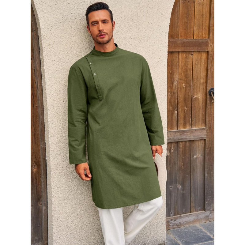Mens Kaftan Thobe Robe Long Sl - Kurta Men Cotton 评论和价格