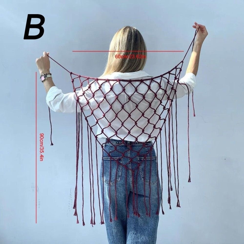 Bohemian Netted Fringe Scarf S - Ethnic Fashion Designer 评论和价格