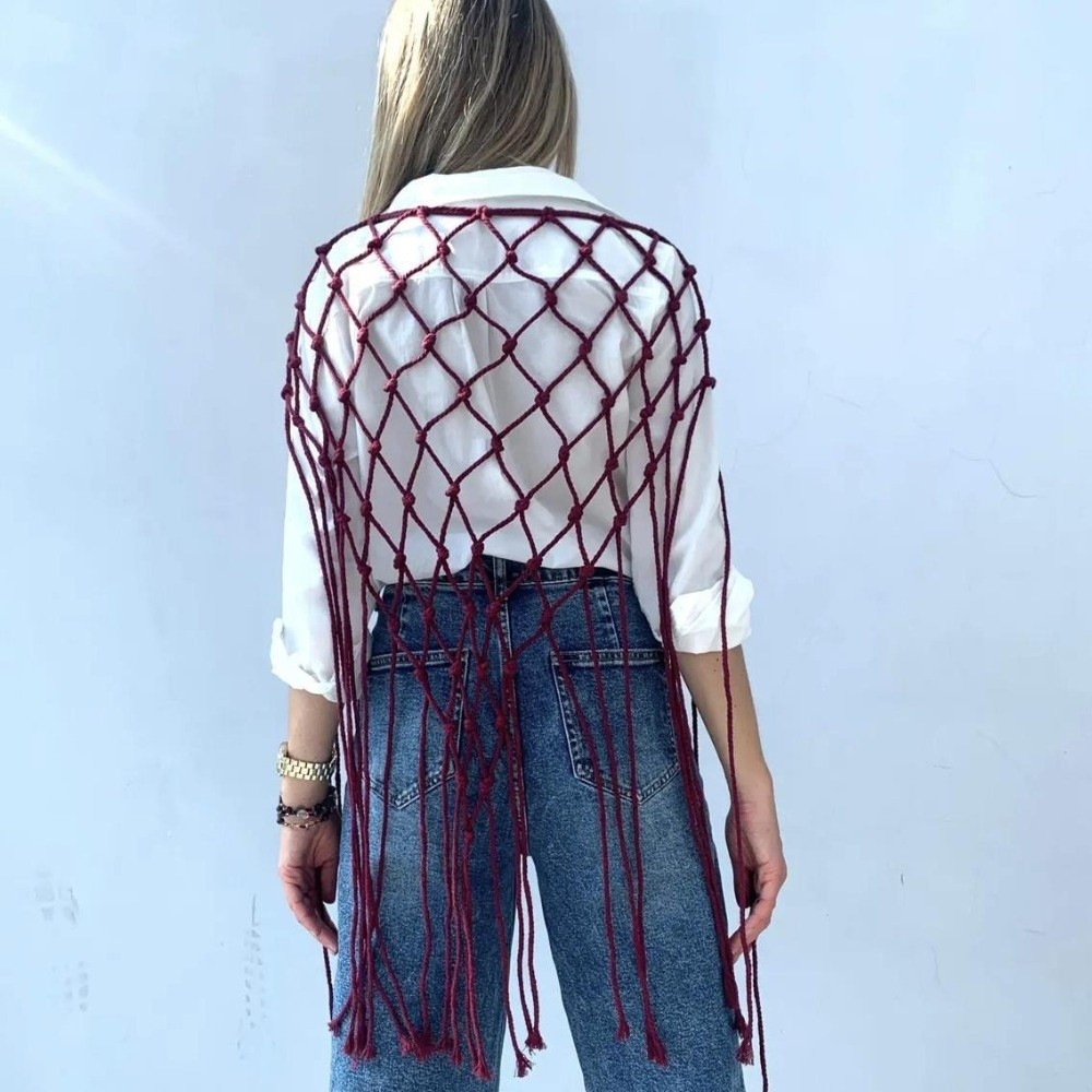 Bohemian Netted Fringe Scarf S - Ethnic Fashion Designer 评论和价格