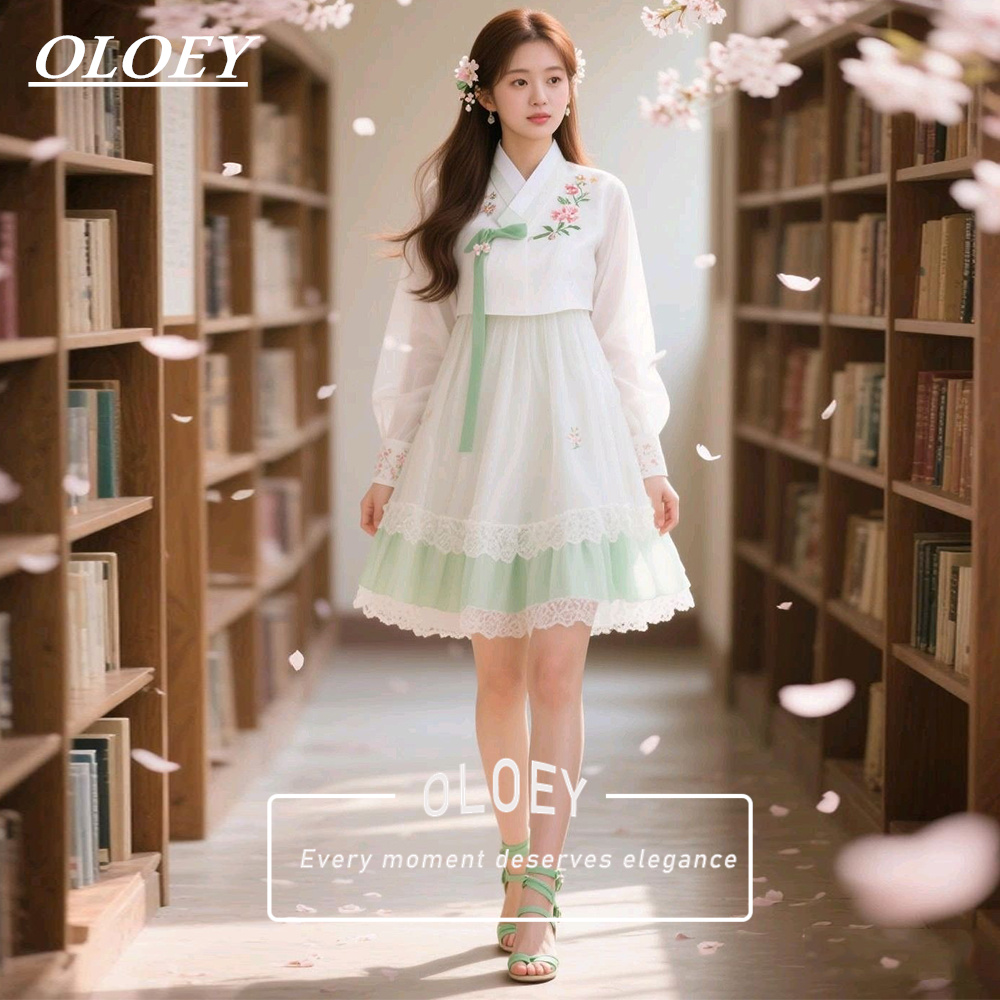 OLOEY Modern Green Ivory Short - Hanbok Modern Set 评论和价格