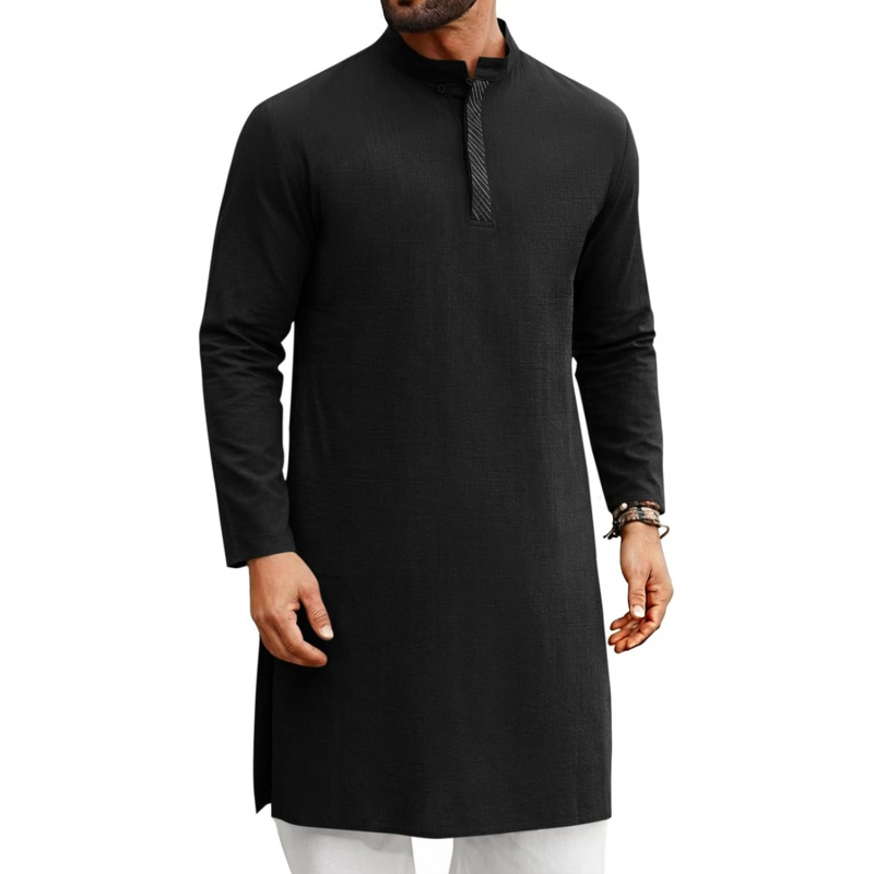 Mens Kaftan Thobe Long Sleeve  - Kurta Men Cotton 评论和价格
