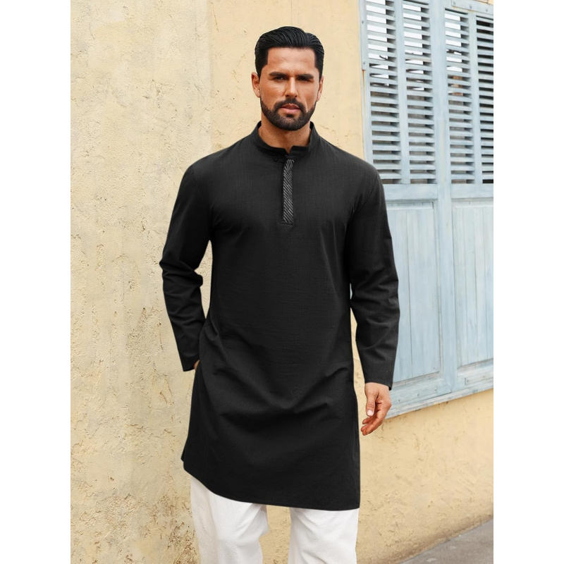 Mens Kaftan Thobe Long Sleeve  - Kurta Men Cotton 评论和价格