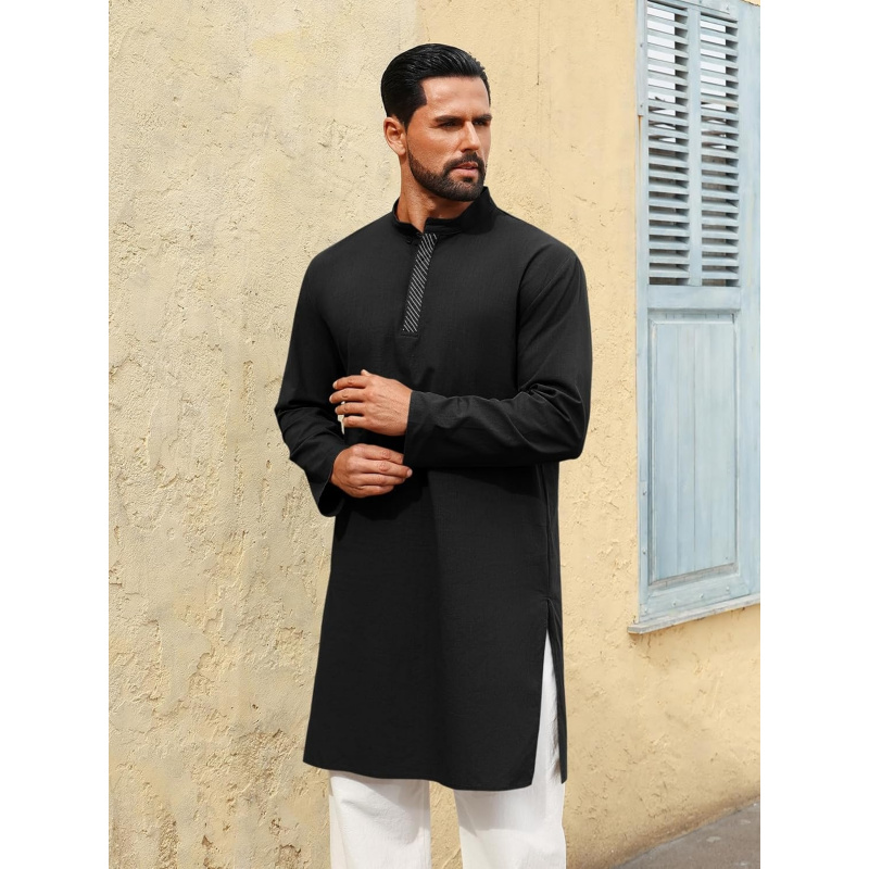 Mens Kaftan Thobe Long Sleeve  - Kurta Men Cotton 评论和价格