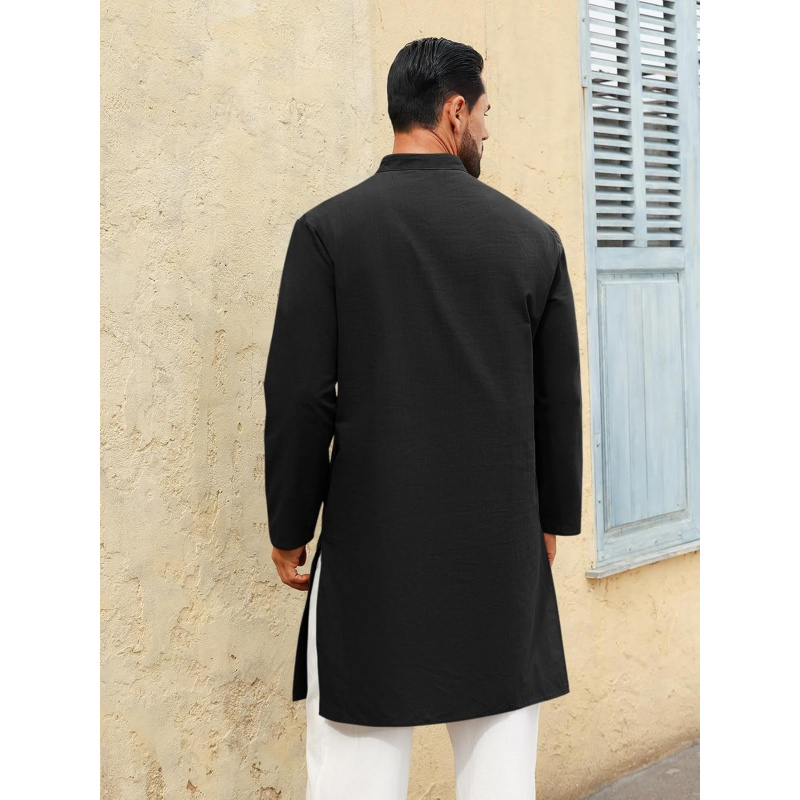 Mens Kaftan Thobe Long Sleeve  - Kurta Men Cotton 评论和价格